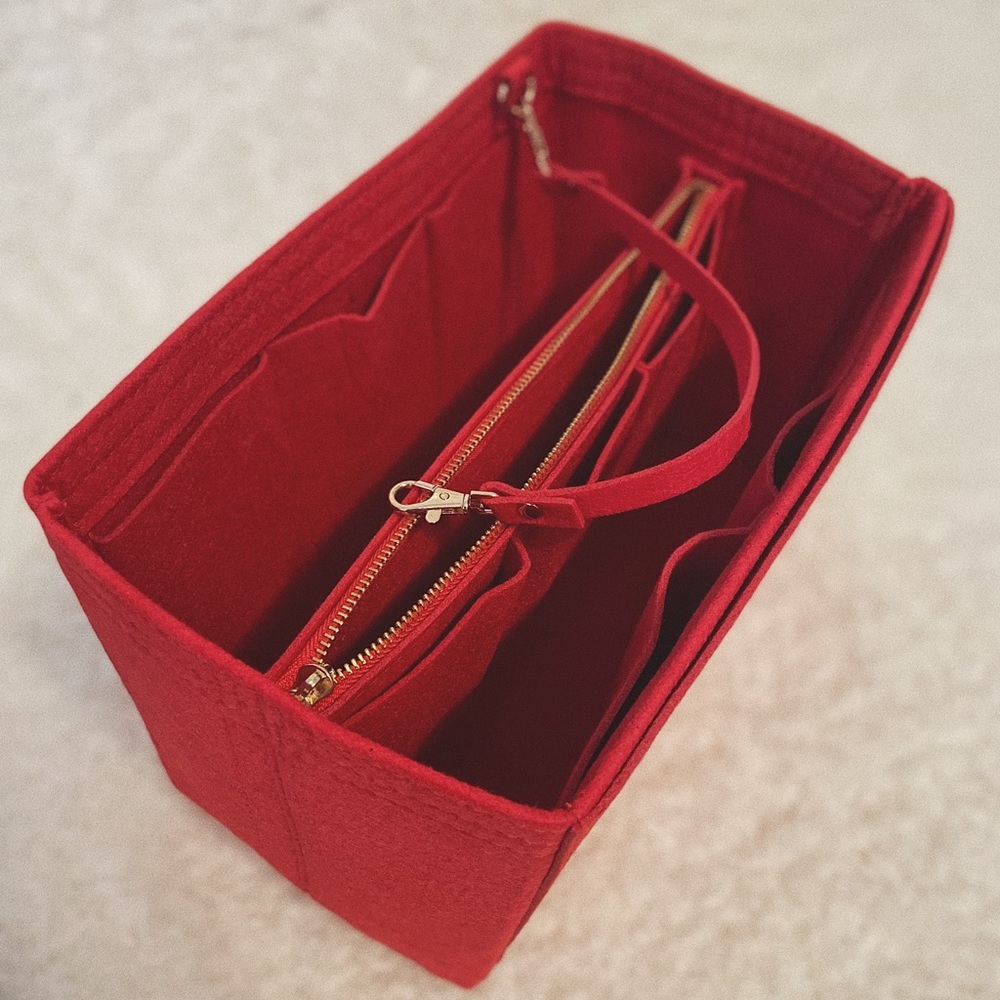 Amazing INSERT BAG ORGANIZER red felt for Neverfull mm gm speedy and other tote